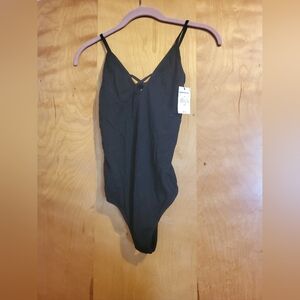 Express Elegant Black Bodysuit Small